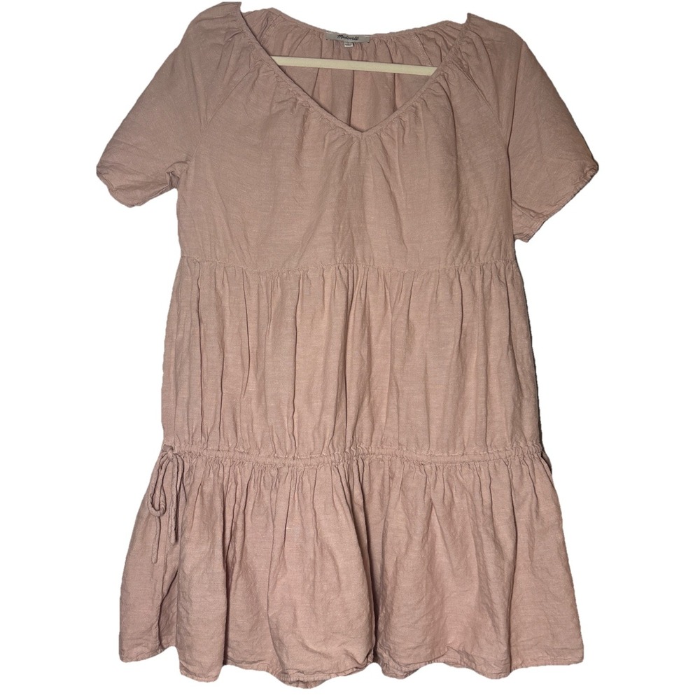 Madewell Tiered Mini Dress Womens Dusty Rose Excellent Side Tie Boho Small